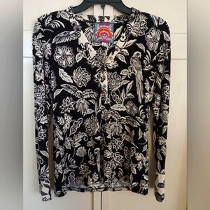💥SALE💥NWOT Johnny Was Los Angeles Black Noah Floral Long Sleeve Henley